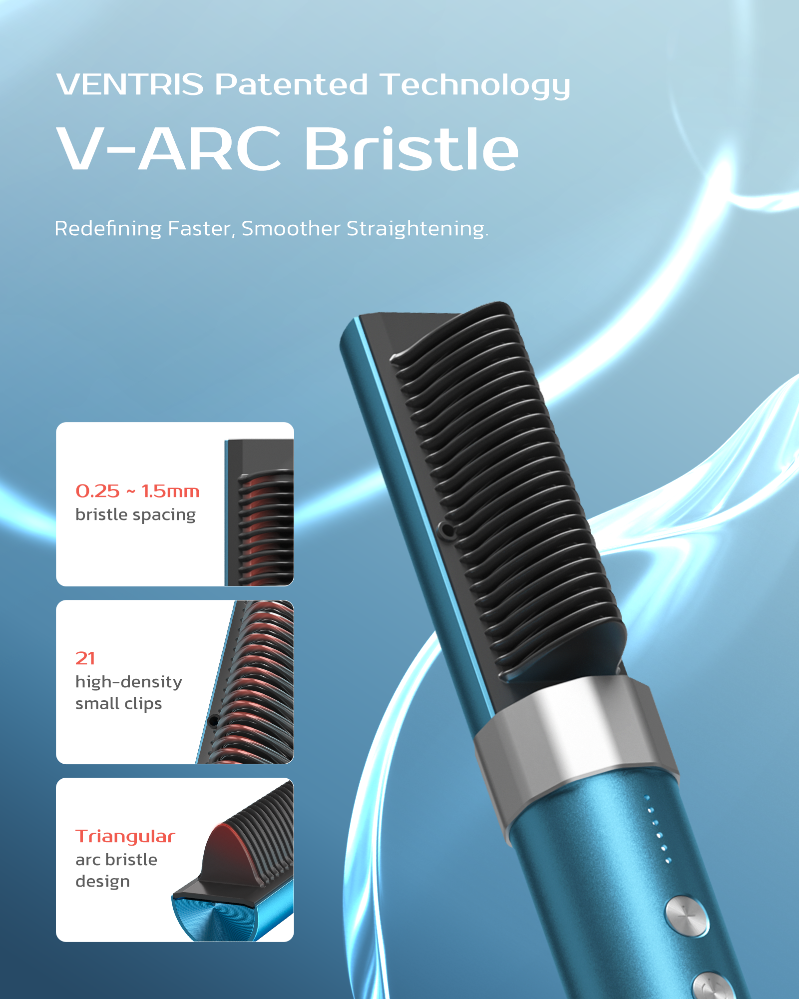 VOYA Cordless Ionic Hair Straightener Brush