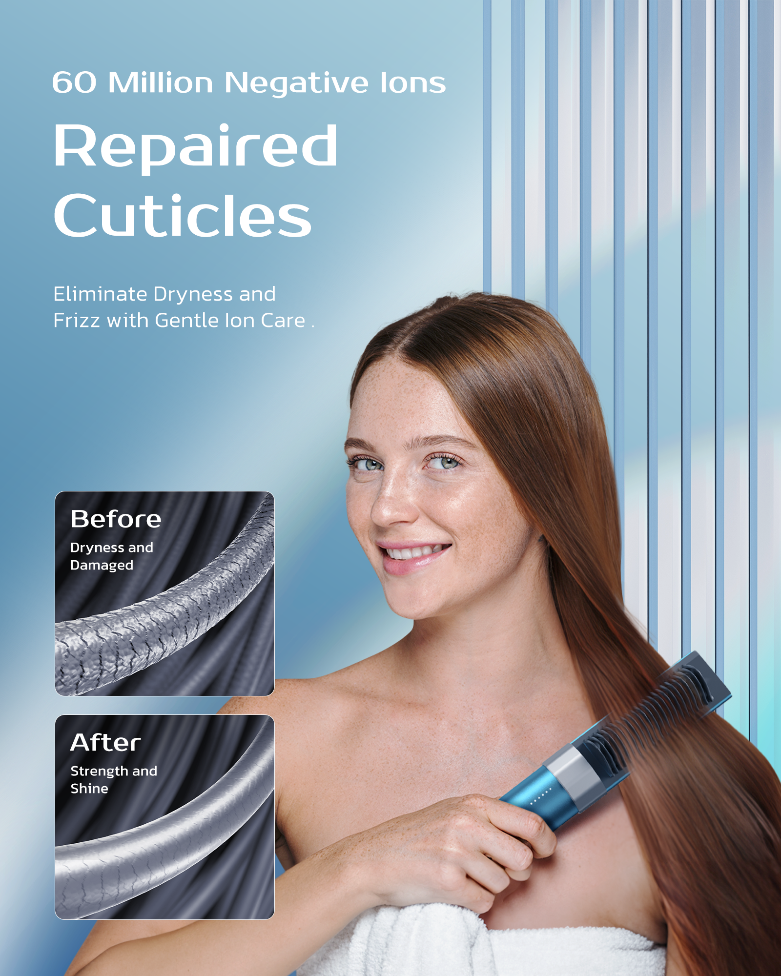 VOYA Cordless Ionic Hair Straightener Brush