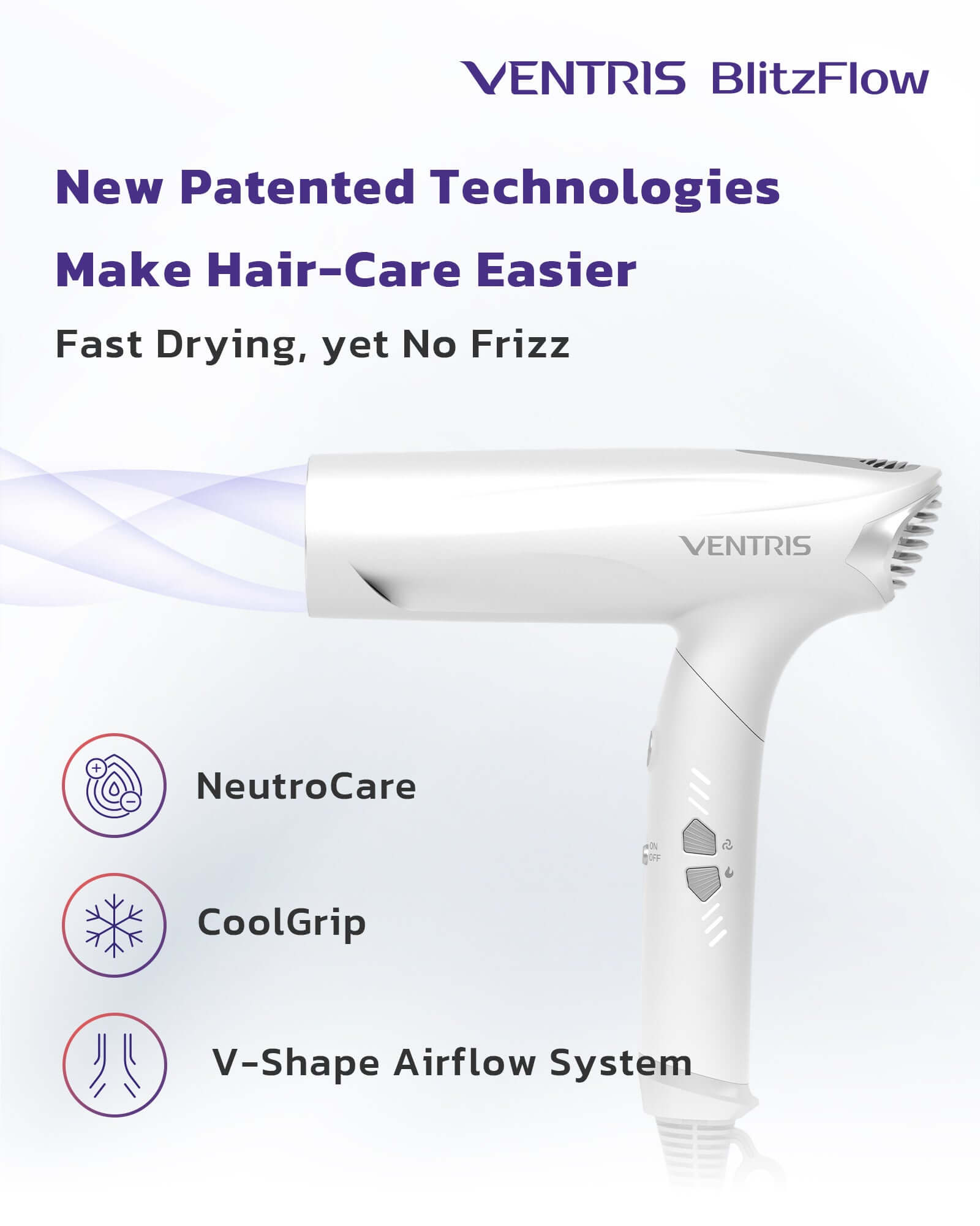 VENTRIS BlitzFlow ™   Premium Hair Dryer